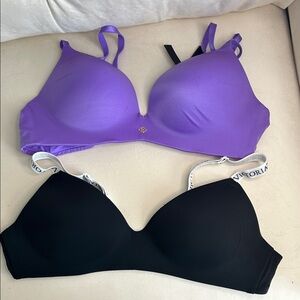 Victoria's Secret Vibrant Purple and Classic Black Bras bundle